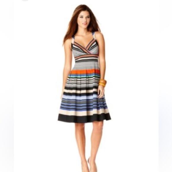 Calvin Klein Striped Multicolor Midi Dress Fit and Flare Size 4 - Picture 12 of 12